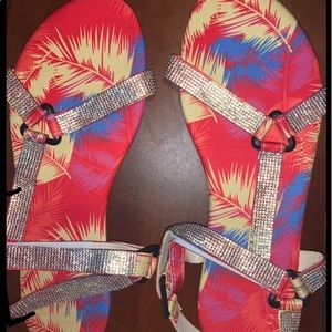 Tropical glitter strap sandals